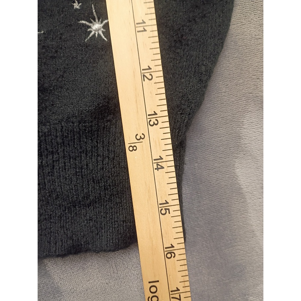 Hell Bunny Cardigan Womens Large Black Snowflake Embroidered Cropped Button Up - Picture 9 of 9